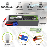 OVONIC 4S 10000mAh 14.8V 130C Lipo Battery with EC5 Connector
